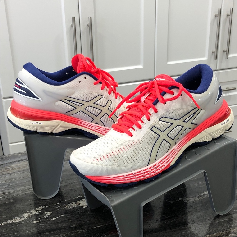 ASICS Gel-Kayano 25 Women’s Running Shoes Size 10 White Pink Blue